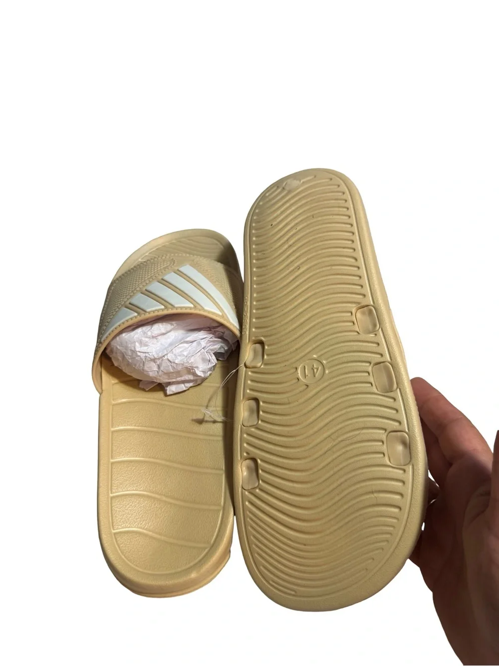 Men's Slip-On Slides in Tan and White